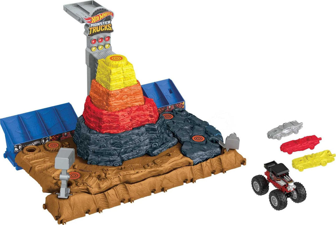 Hot Wheels Monster Trucks Arena Smashers Bone Shaker Spielset Ultimativer Schrottplatz“, enthält 1 e