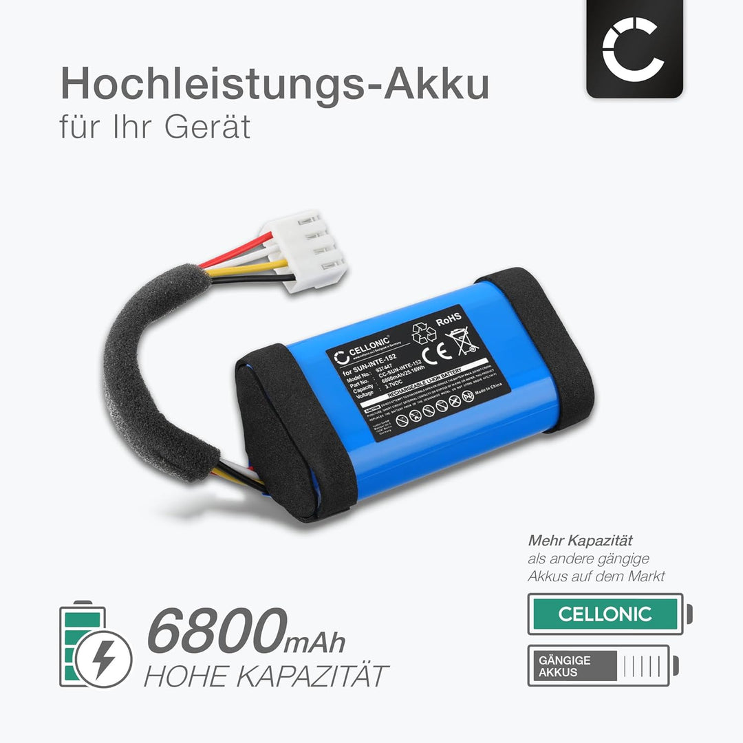CELLONIC 1x Akku für Lautsprecher Kompatibel mit JBL Flip 5 Eco Edition, Flip 5 Ocean, SUN-INTE-152