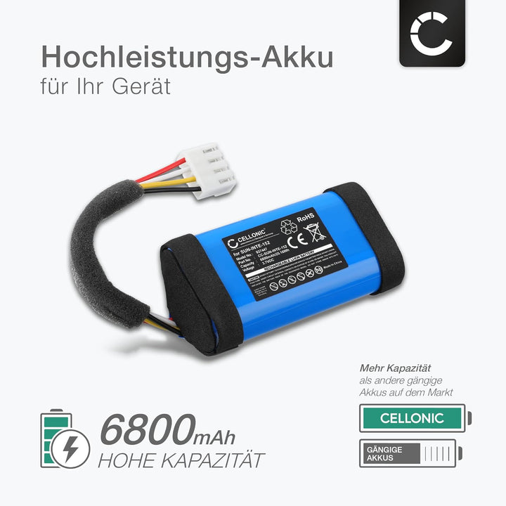CELLONIC 1x Akku für Lautsprecher Kompatibel mit JBL Flip 5 Eco Edition, Flip 5 Ocean, SUN-INTE-152