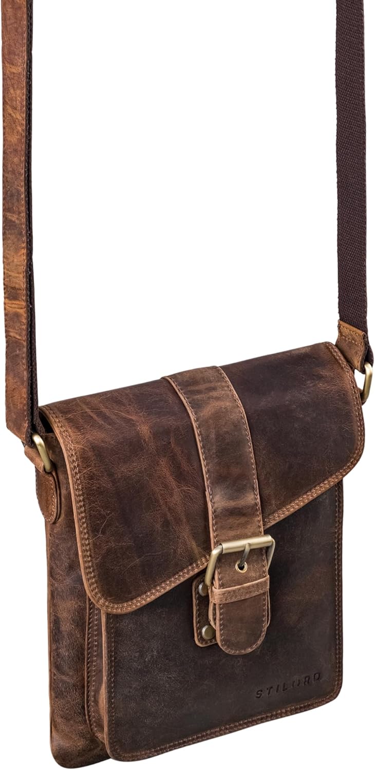 STILORD 'Mattia' kleine Umhängetasche Herren Echtleder Vintage - Schultertasche für 10,1 Zoll Tablet