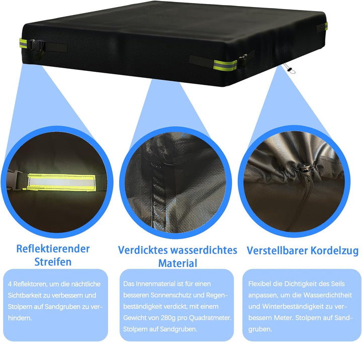 Sandkasten Abdeckung 600D Oxford-Stoff PVC-Beschichtung Wasserdicht Regenfest Anti UV Sandkastenabde