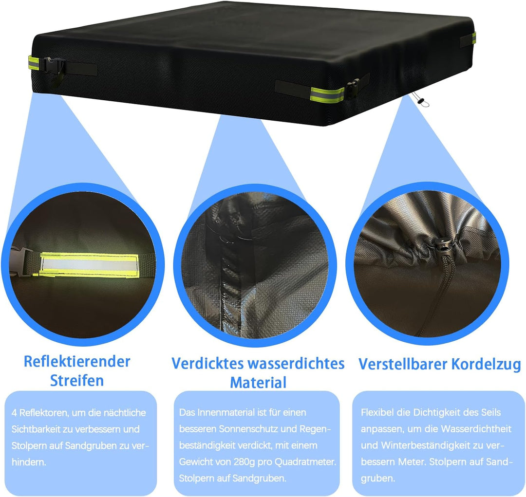 Sandkasten Abdeckung 600D Oxford-Stoff PVC-Beschichtung Wasserdicht Regenfest Anti UV Sandkastenabde