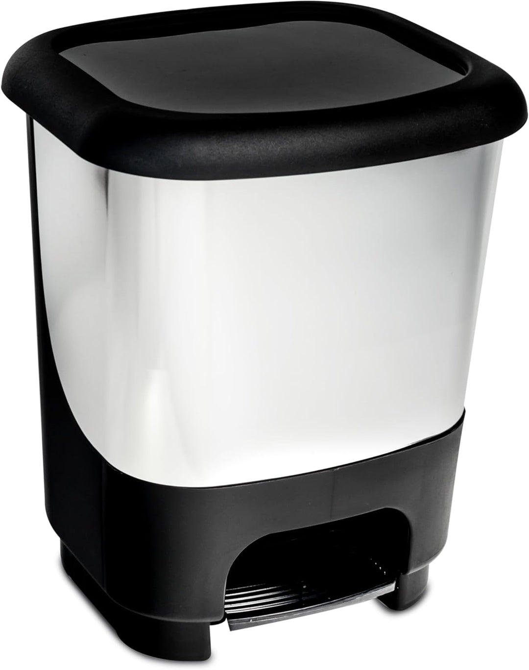 Mülleimer Treteimer 10 Liter eckig 27x23x32cm Metalloptik Kunststoff Klein separater Eimer Küche Bür