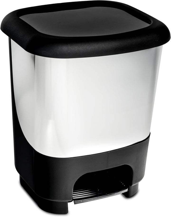 Mülleimer Treteimer 10 Liter eckig 27x23x32cm Metalloptik Kunststoff Klein separater Eimer Küche Bür