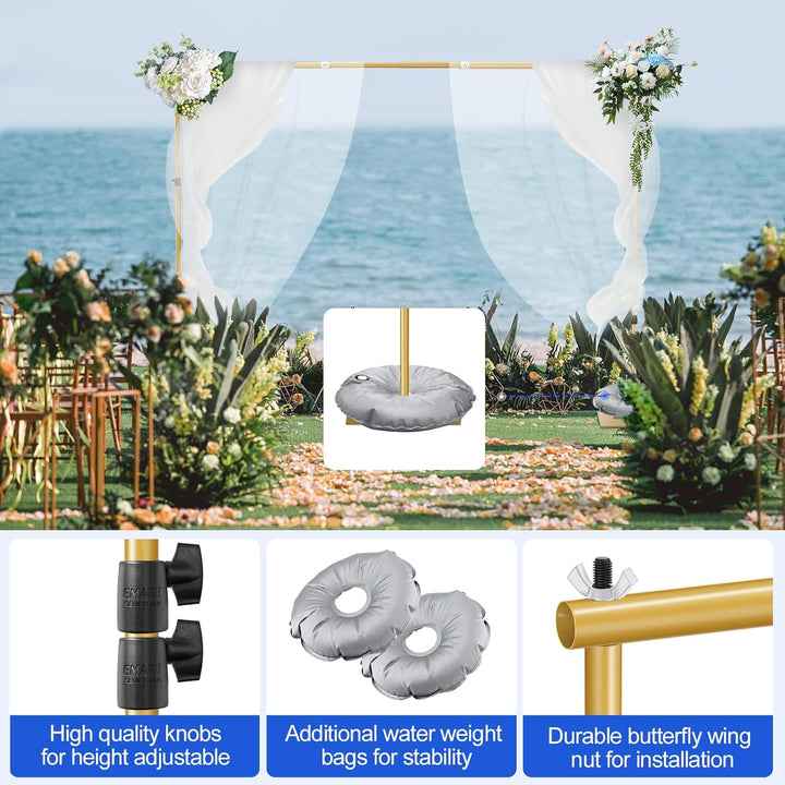 EMART Goldener Foto Hintergrund Ständer mit Stahlsockel, 2mx3m Verstellbarer Hintergrundständer Kit