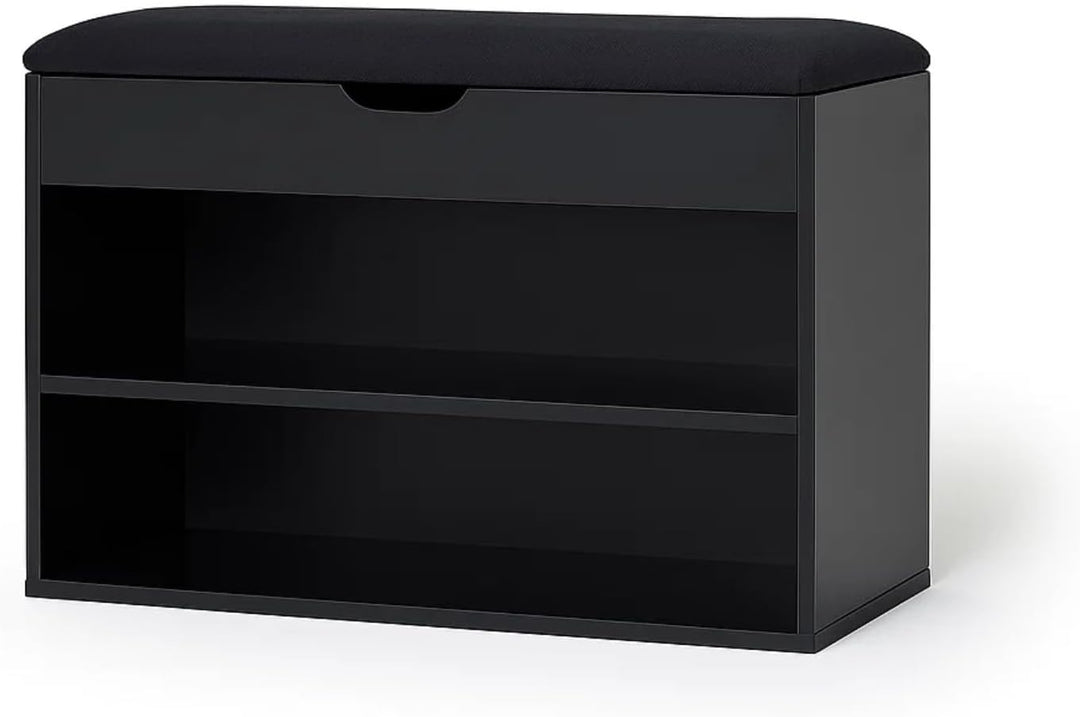 Schuhschrank mit Sitzbank, 60 x 30 x 47 cm, MDF und Polyester Bezug, Flurbank mit Stauraum, Schuhauf