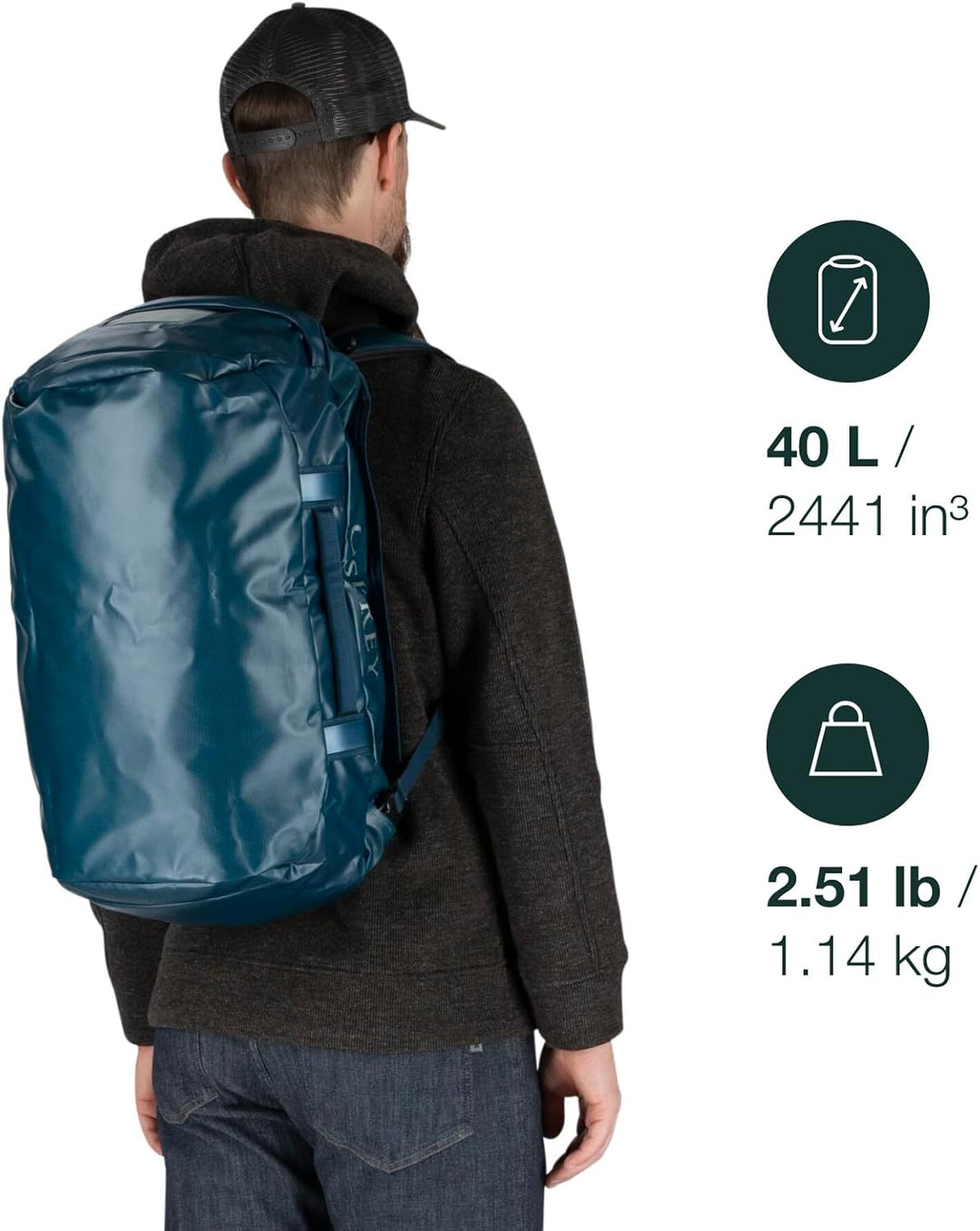 Osprey Unisex – Erwachsene Transporter 40 Duffel Bag Einheitsgrösse Red Mountain, Einheitsgrösse Red