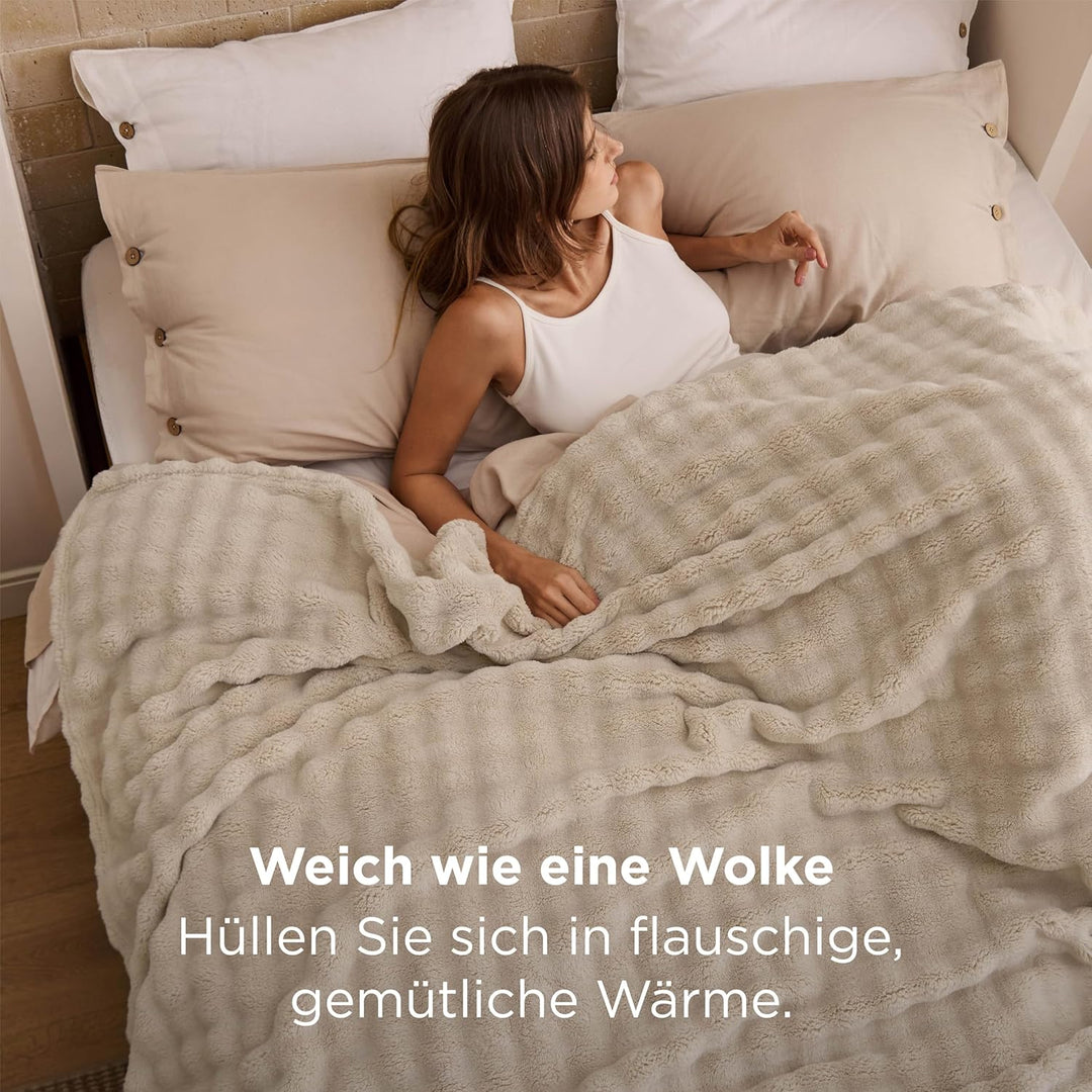 BEDSURE Kuscheldecke Flauschig Bubble Decke - Geschenke für Frauen Sofadecke, Wolldecke & Fleecedeck