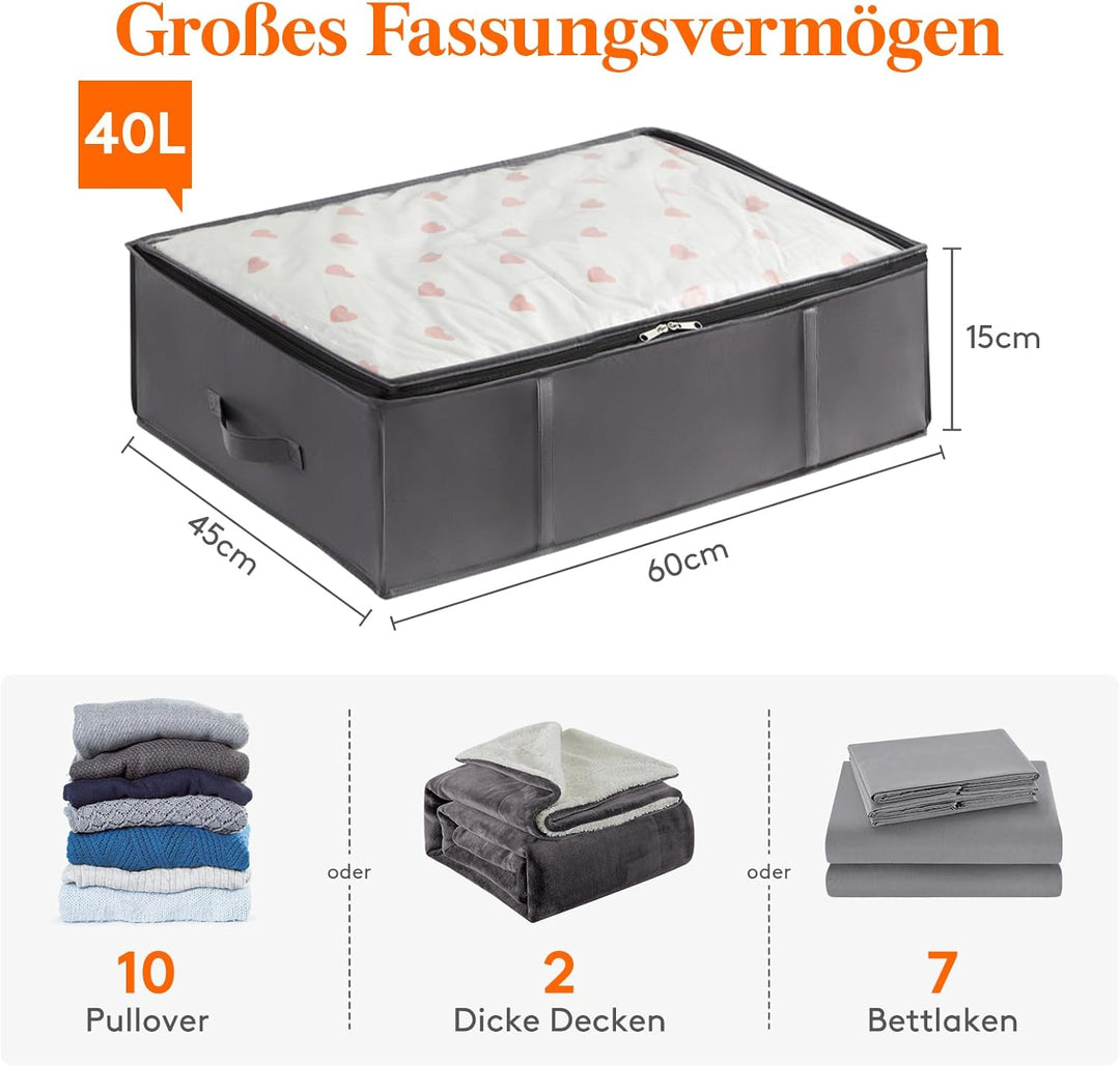 Lifewit Aufbewahrungsbehälter für unter dem Bett, 4er-Pack, 40L Aufbewahrungsbeutel für Decken und v
