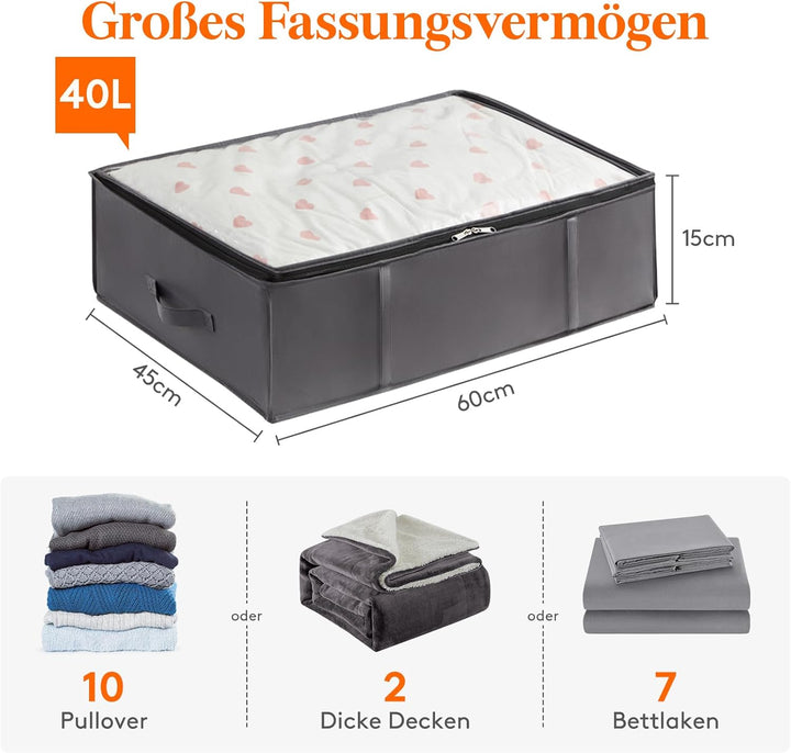 Lifewit Aufbewahrungsbehälter für unter dem Bett, 4er-Pack, 40L Aufbewahrungsbeutel für Decken und v