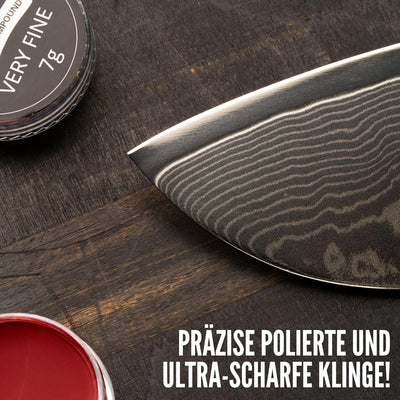 BACHER Premium Leder Streichriemen Abziehleder für Messer set mit 4 x 7g Polierpaste. Paddelgriff au
