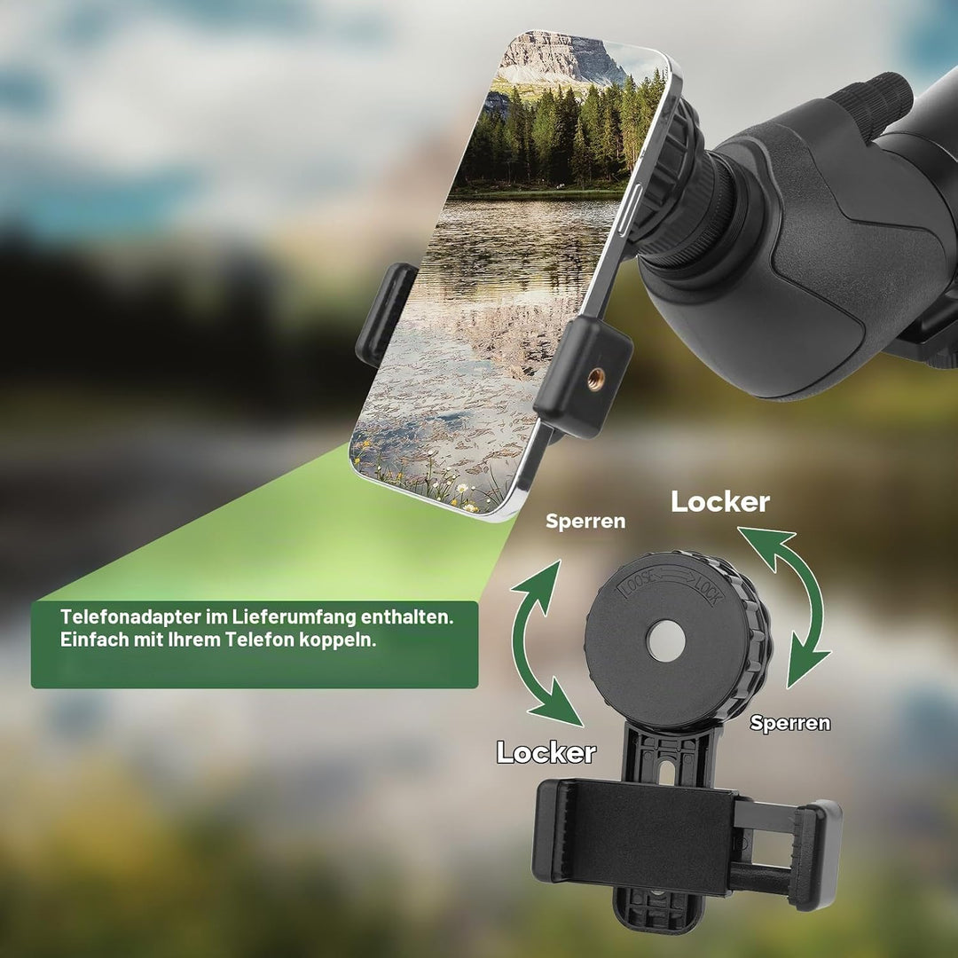 25-75X70 Spektiv für Zielschiessen - HD Spektiv mit Stativ Tragetasche &amp; Smartphone Halterung - BAK4