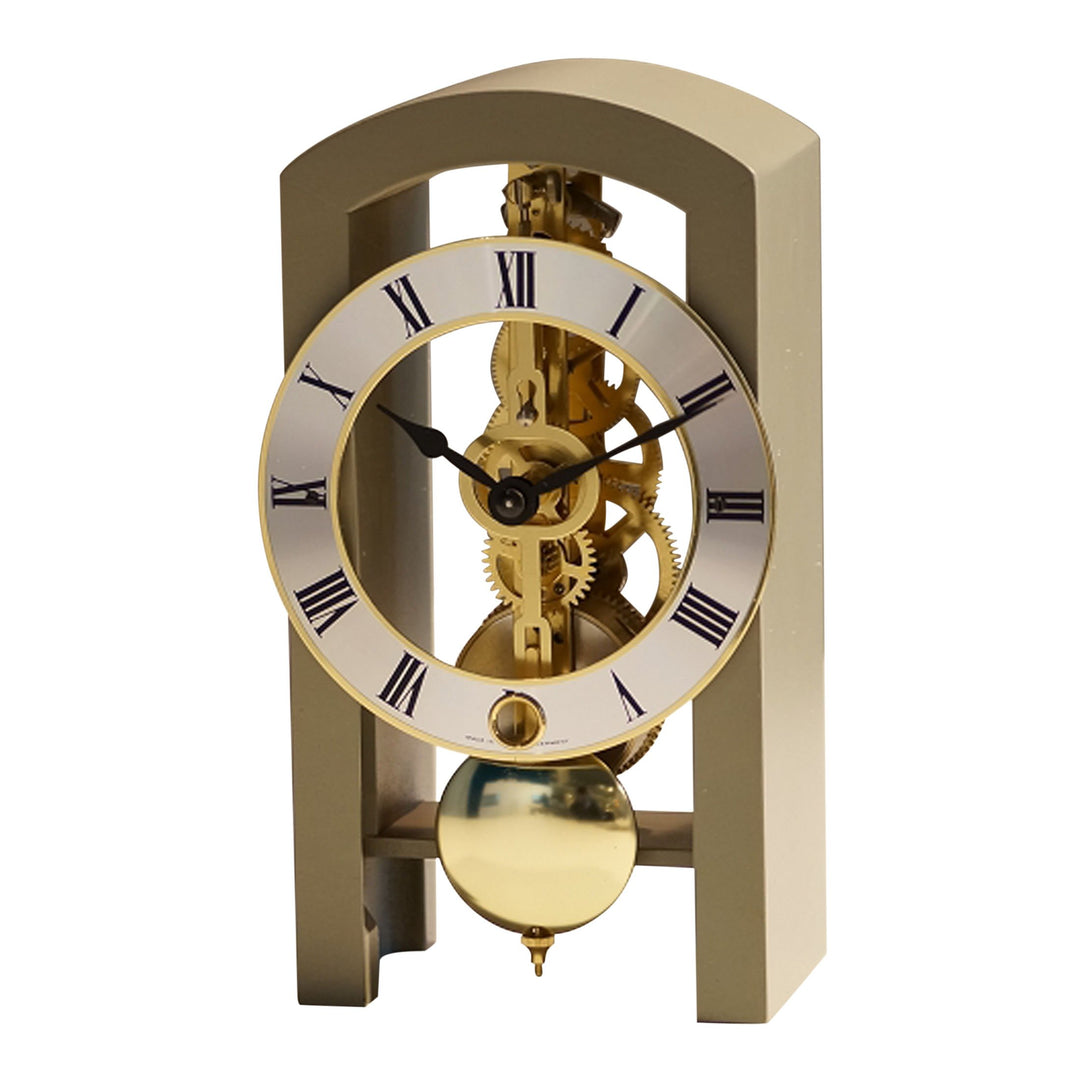 Hermle 23015-D10721 Moderne Skelett-Tischuhr, Grau, 18cm x 9cm x 11cm, Grau
