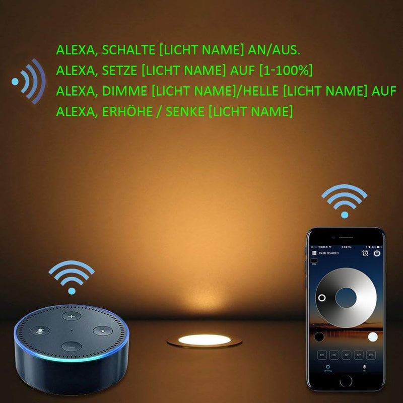 SUBOSI Dimmbar LED Bodeneinbauleuchten Arbeitet mit Alexa,IFTTT,Wifi Wireless Smart Phone Ø45mm IP67