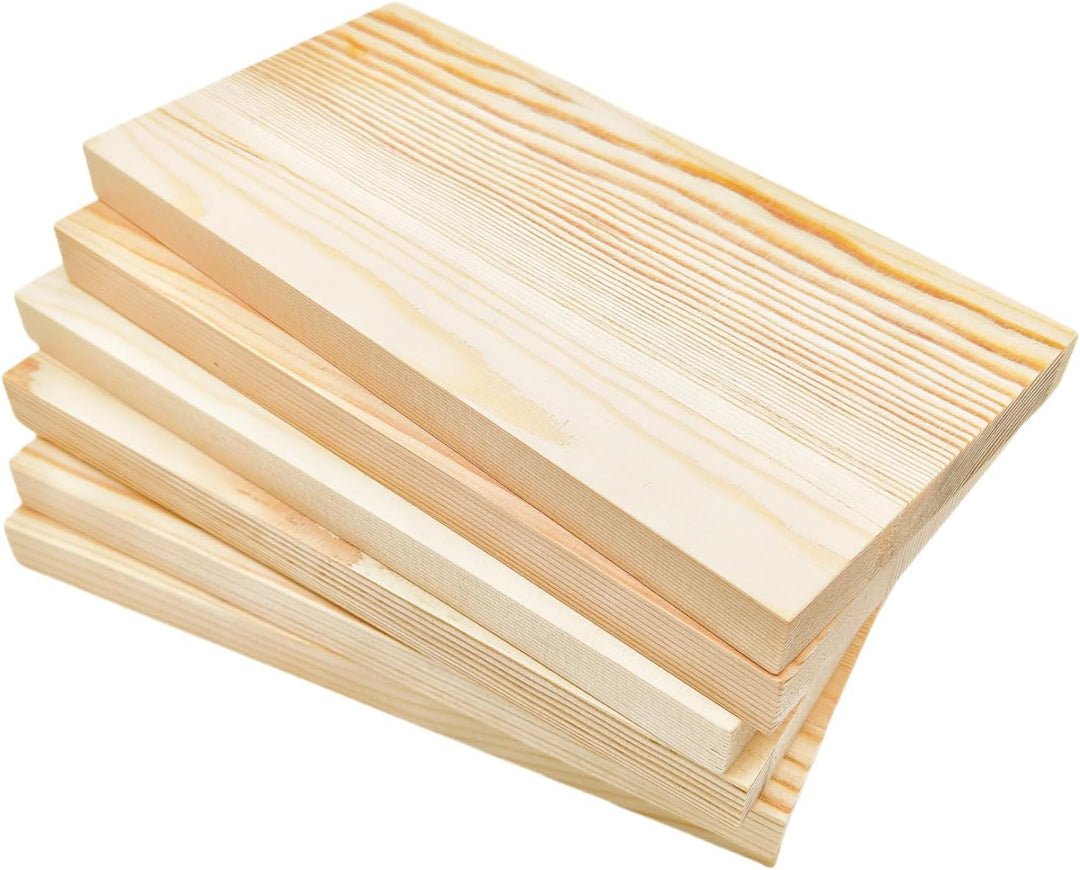 6 rechteckige Holzbretter, unbehandelte Holzblöcke, 20 x 10 x 1,5 cm, roh, Holzblöcke für DIY zum Sc