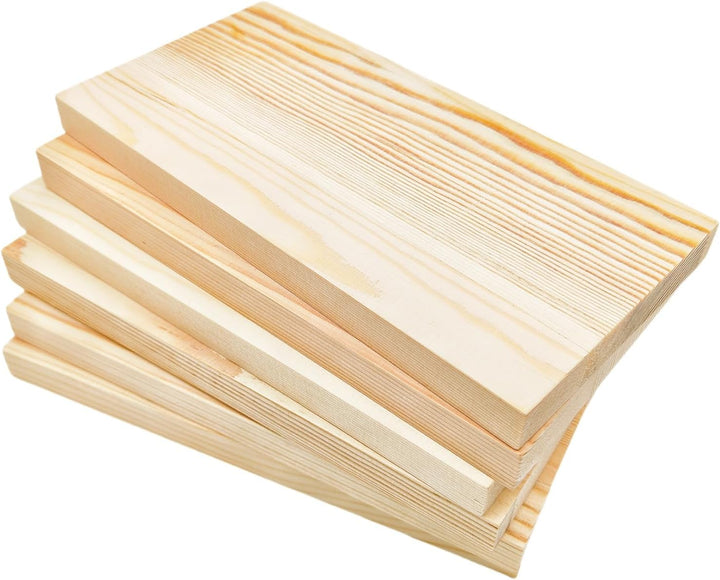6 rechteckige Holzbretter, unbehandelte Holzblöcke, 20 x 10 x 1,5 cm, roh, Holzblöcke für DIY zum Sc