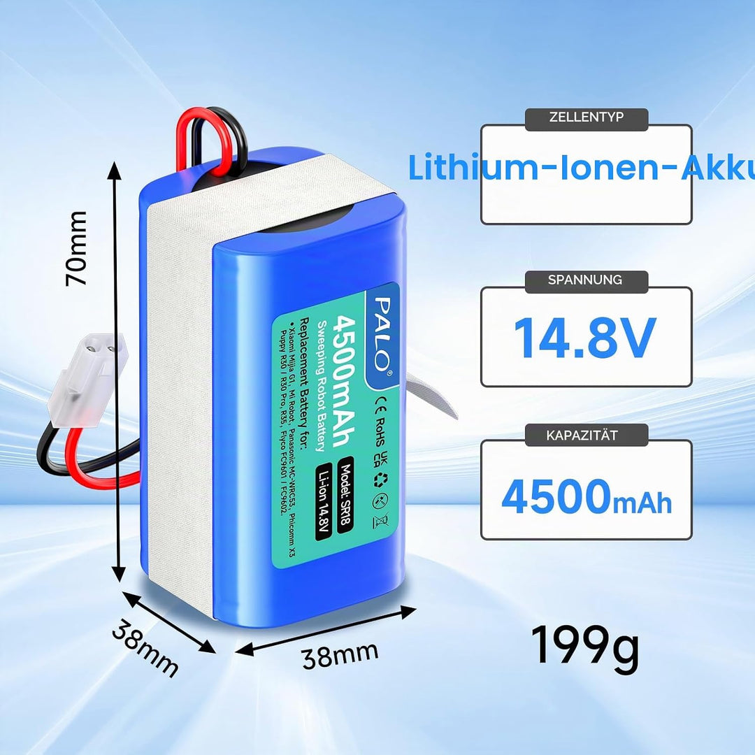 4500mAh Ersatzakku für Xiaomi Mi G1, H18650CH-4S1P Vacuum Mop, Robot Vacuum E12, Rowenta RS-RT900866