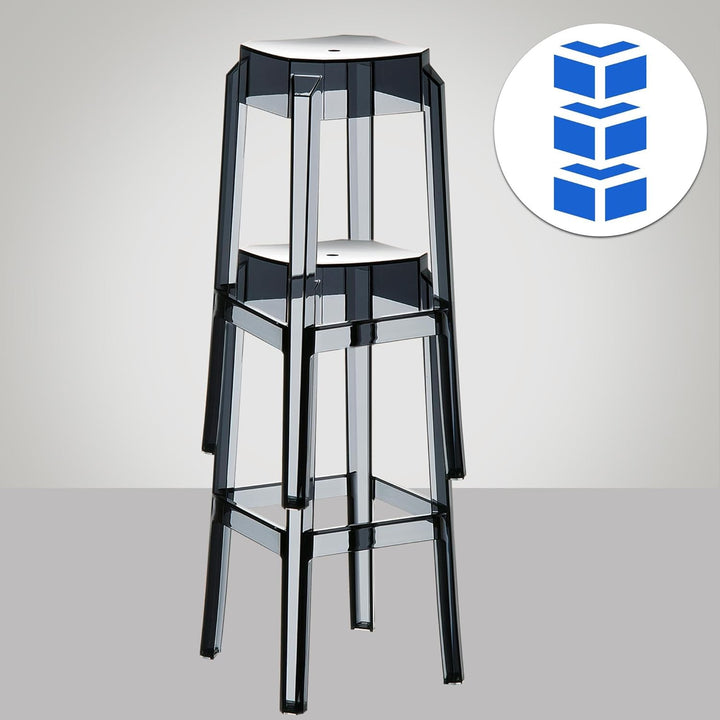 CLP 2er Set Barhocker FOX Aus Kunststoff I 2 x Stapelbarer Hocker Mit Fussstütze, Farbe:schwarz, Sch