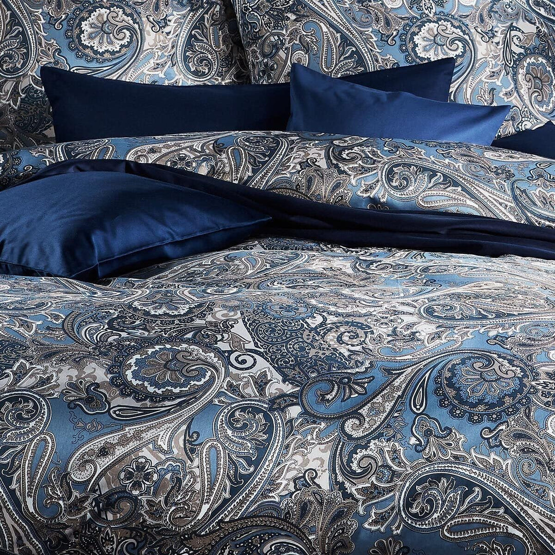 fleuresse Mako-Satin Bettwäsche Modern Classic Heerlen Indigo 1 Bettbezug 155 x 200 cm + 1 Kissenbez