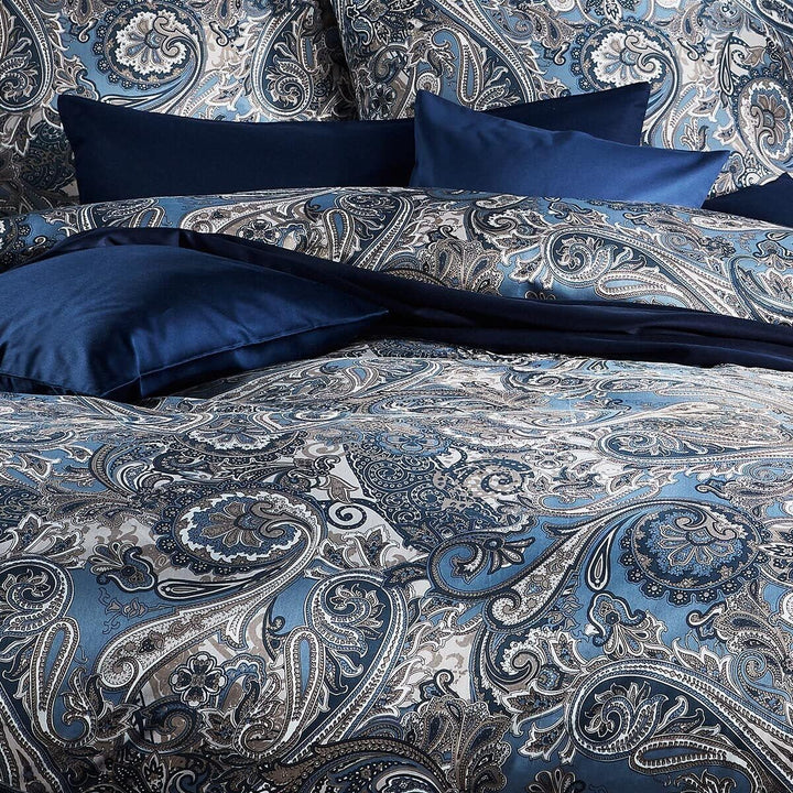 fleuresse Mako-Satin Bettwäsche Modern Classic Heerlen Indigo 1 Bettbezug 155 x 200 cm + 1 Kissenbez