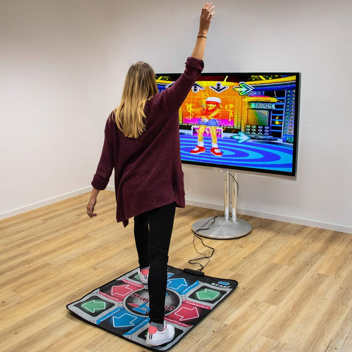 Mad Monkey Tanzmatte mit TV Anschluss & HDMI Konverter, Dance Game mit 110 Songs & 9 Leveln, 2 Spiel