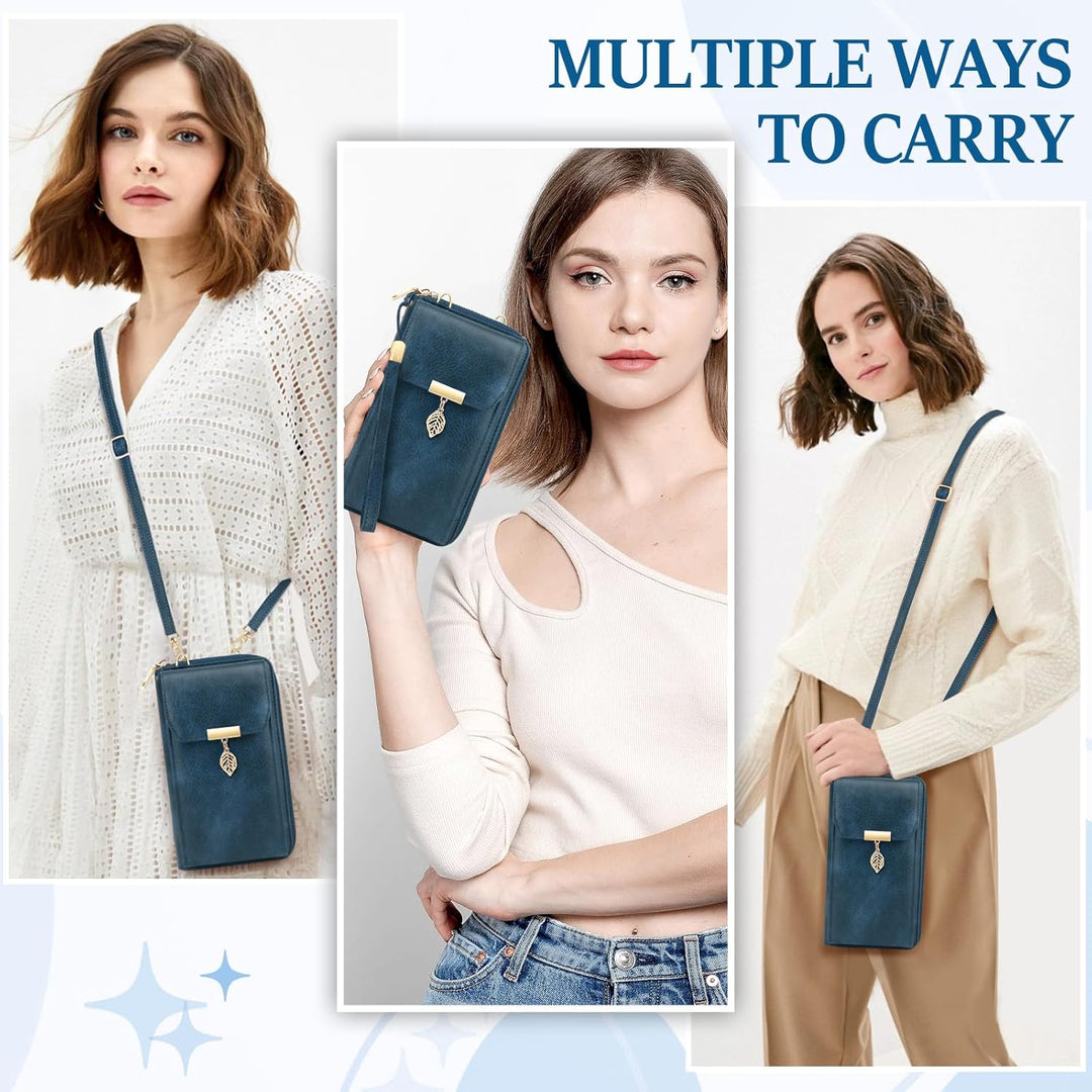 VOBUKE Handytasche mit Geldbörse zum Umhängen RFID Schutz Handy Tasche Damen Umhänge Leder Kleine Ha