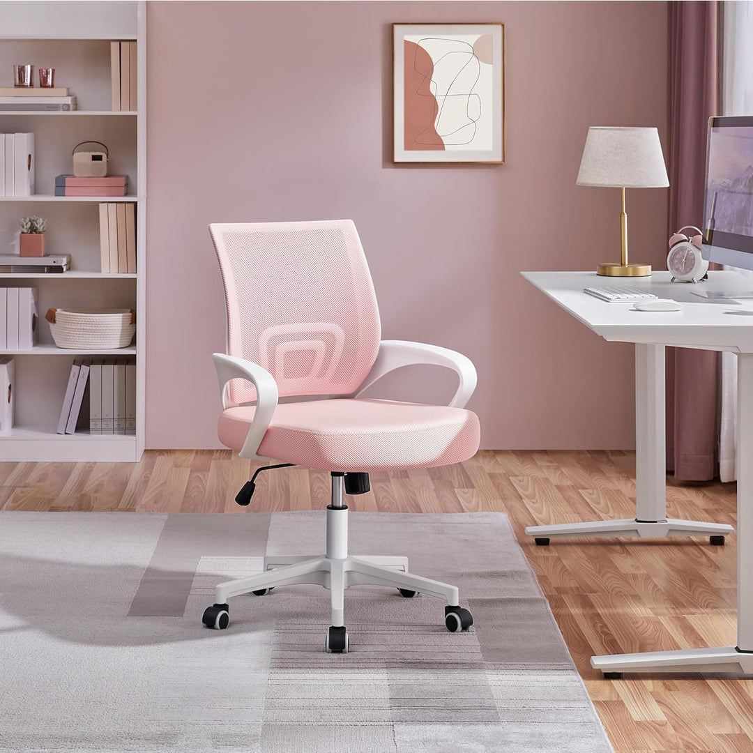 Yaheetech Bürostuhl Ergonomisch, Schreibtischstuhl mit Netzbespannung und Armlehnen, Drehstuhl aus M