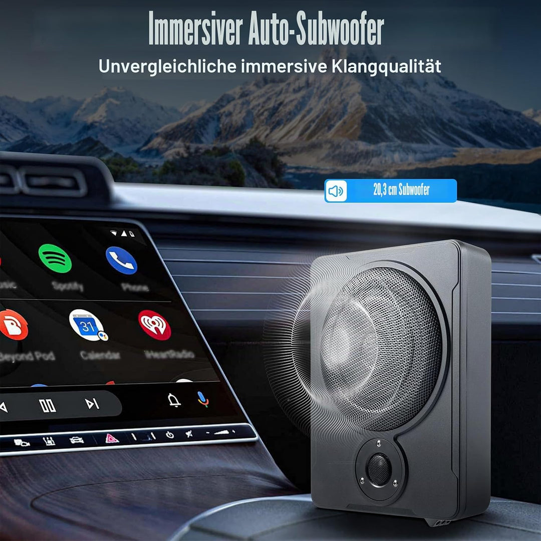 200W Auto Subwoofer Untersitz Aktiv Subwoofer, 8 Zoll Aktiv-Subwoofer für Auto, Unterbausubwoofer Se