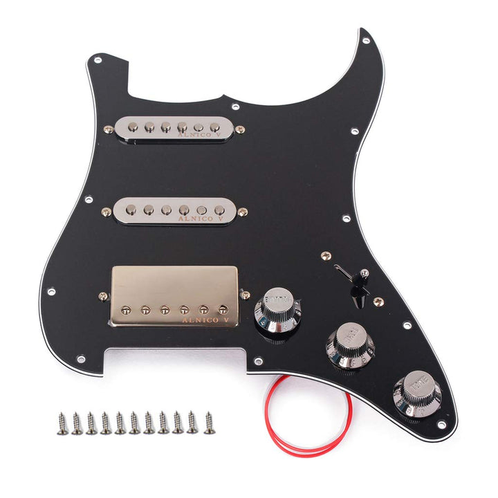 Ogdni SSH Schlagbrett-Set für Strat E-Gitarre, vorverdrahtet, Schwarz