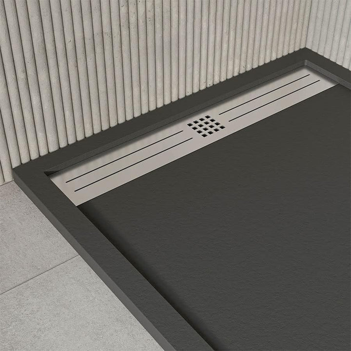 KOES - Kunstharz-Duschwanne Modell VOIGA – 70x100 – Schwarz RAL 9005 70x100cm Schwarz, 70x100cm Schw
