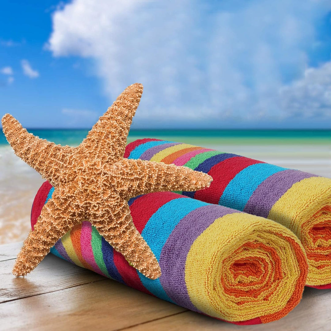 SweetNeedle Strandtücher – Multi Cabana Stripe Classic, 100% Baumwoll-Frottee, ringgesponnenes Poolt
