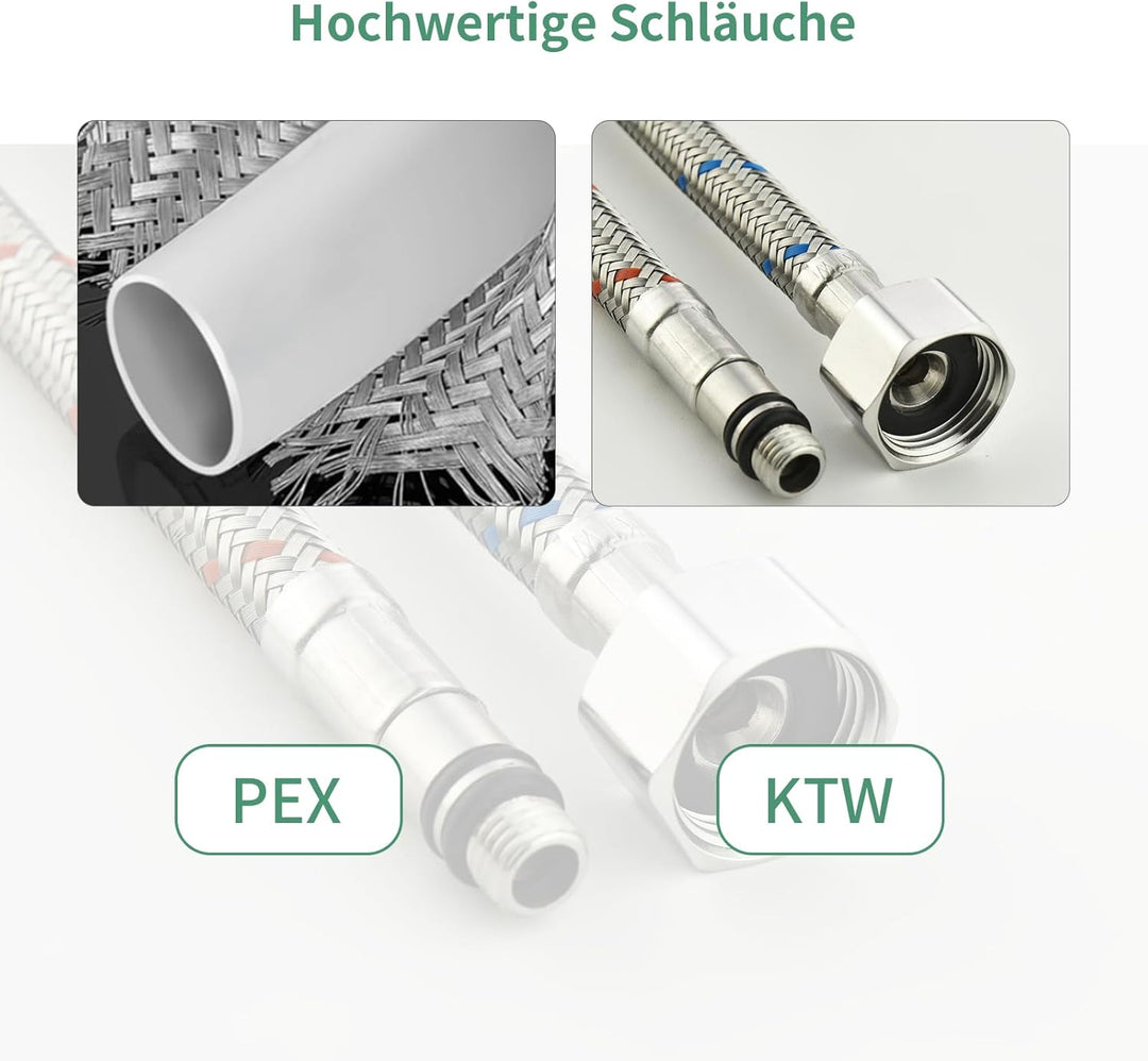 Wasserhahn Küche mit 360° Schwenkbarer Flexibler Auslauf, Hoher Bogen Hochdruck Küchenarmatur Edelst