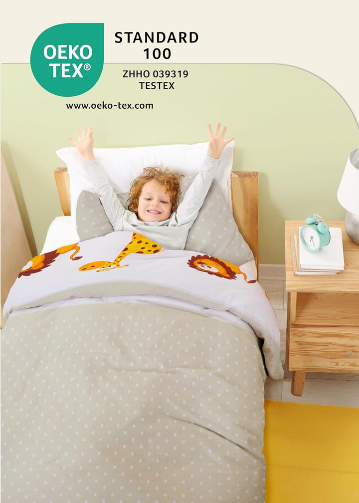 Gräfenstayn® 2-tlg. Kinderbettwäsche Set mit Tiermotiv und integriertem Reissverschluss - aus 100% B