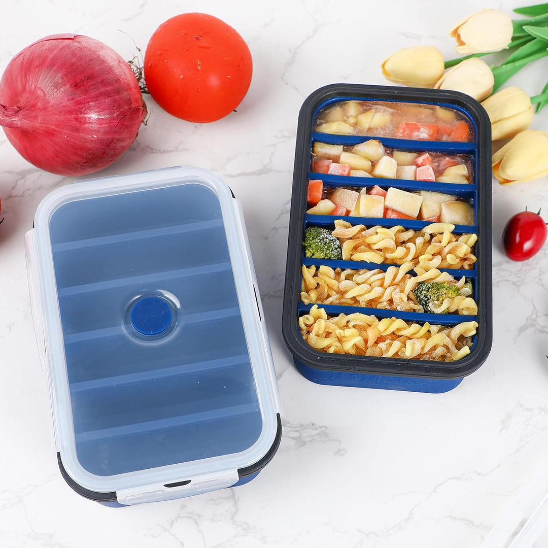Webake Suppen Einfrieren Behälter Silikon Gefrierform mit Deckel 2 Stück 6 Löcher Gefrierbehälter Me