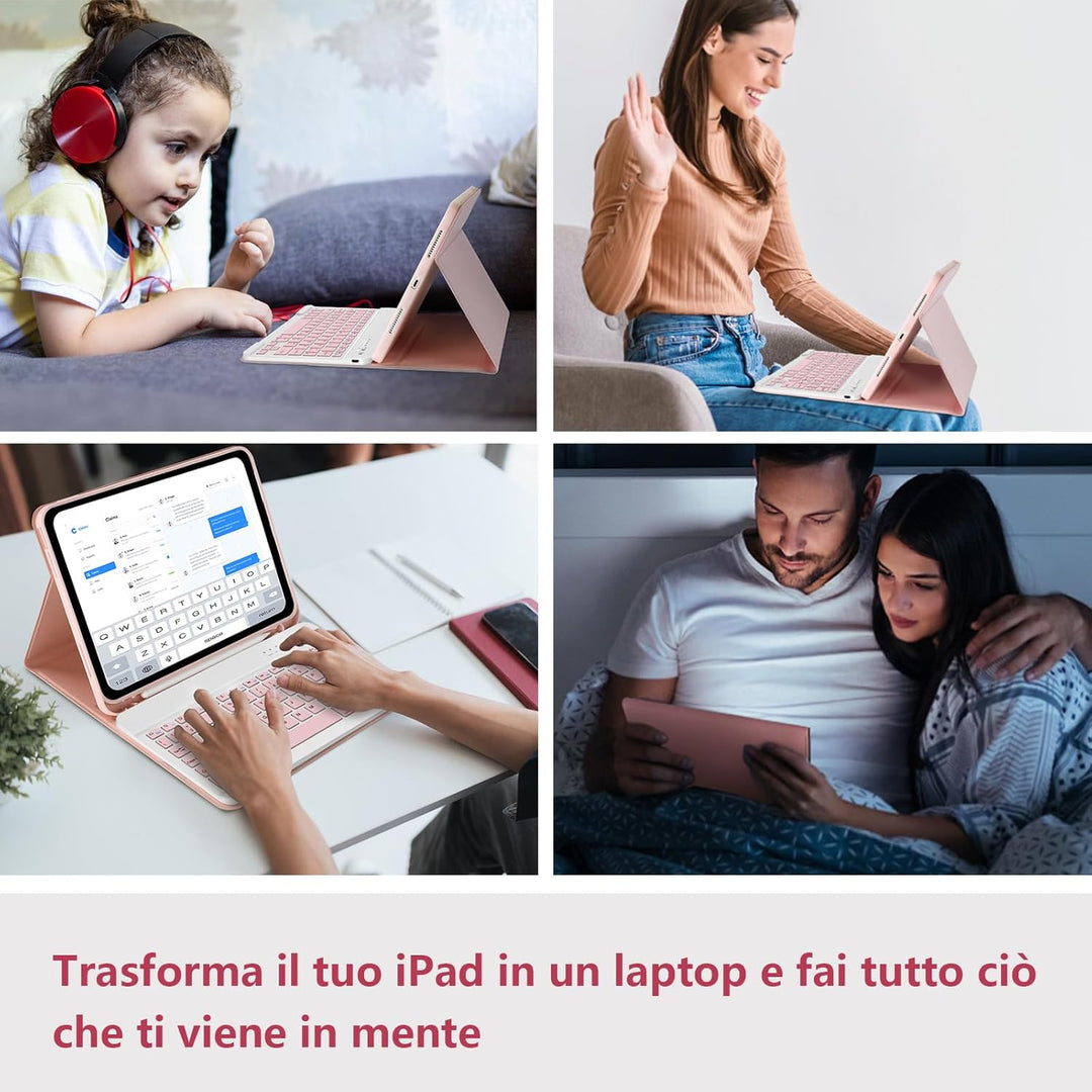 TQQ Hülle mit Tastatur für iPad A16 11 Generation 2025/10 Generation 2022(11/10.9 Zoll), Abnehmbare