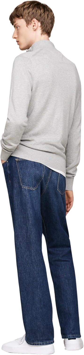 Tommy Hilfiger Herren Pullover mit Reissverschluss Stehkragen XXL Grau (Light Grey Heather), XXL Gra