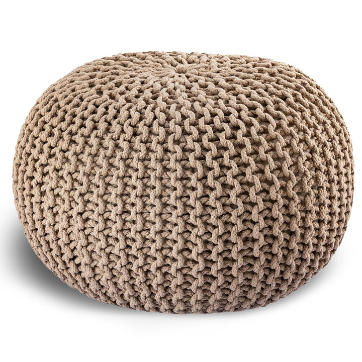 casamia Pouf Ø 55 o. 45 cm Sitzpouf Strickhocker Sitzpouf Bodenkissen nachhaltig Grobstrick Optik Gr