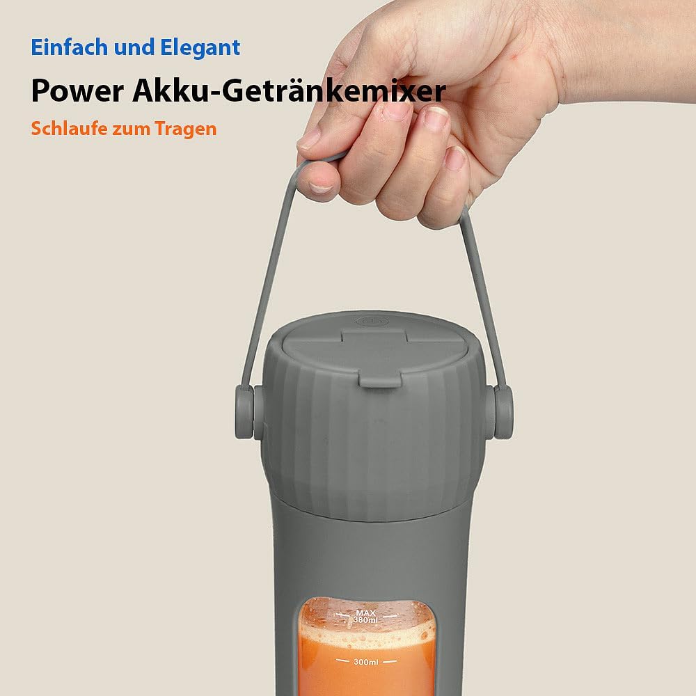 Rosenstein & Söhne Standmixer: Power Akku-Getränkemixer 100 W, 6 Klingen, 1.500 mAh, BPA-frei, USB-C