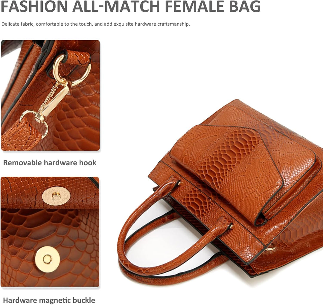 NICOLE & DORIS Damen Handtaschen Krokodil Handtasche Henkeltasche Lackiert Krokodil Top Griff Henkel