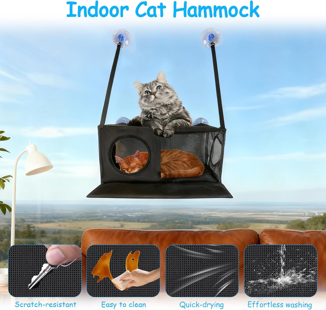 Fenster Katzenhängematte für Katzen bis 33lbs,Katzen Hängematte für Katze in Innenräumen,Verstärkte