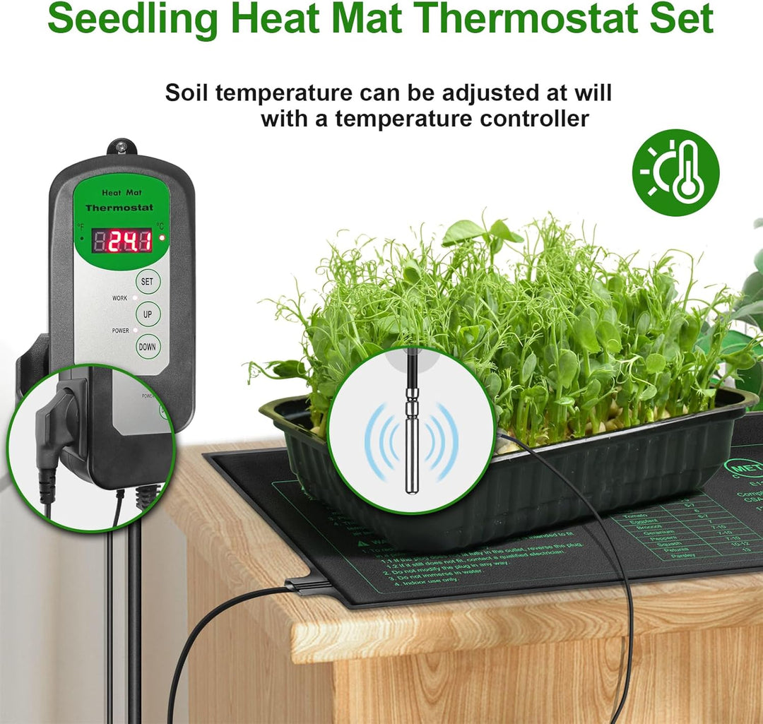 Heizmatte für Setzlinge, digitaler Thermostatregler 68 – 108 °C, Material zur Keimung von Pflanzen,
