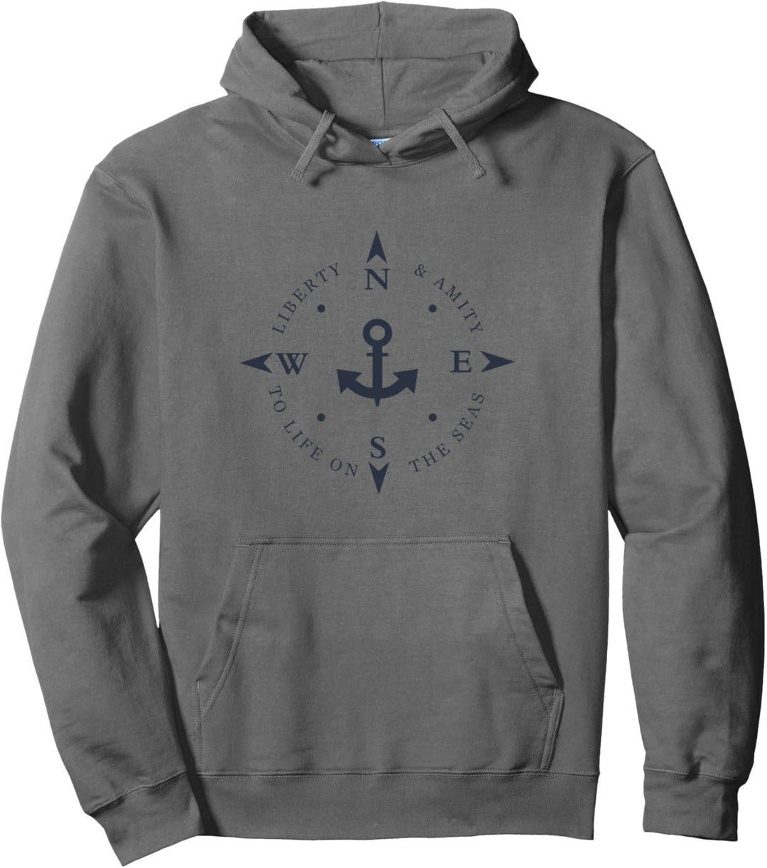 Kompass für Freiheit und Kameradschaft Anker Kapitän Design Pullover Hoodie