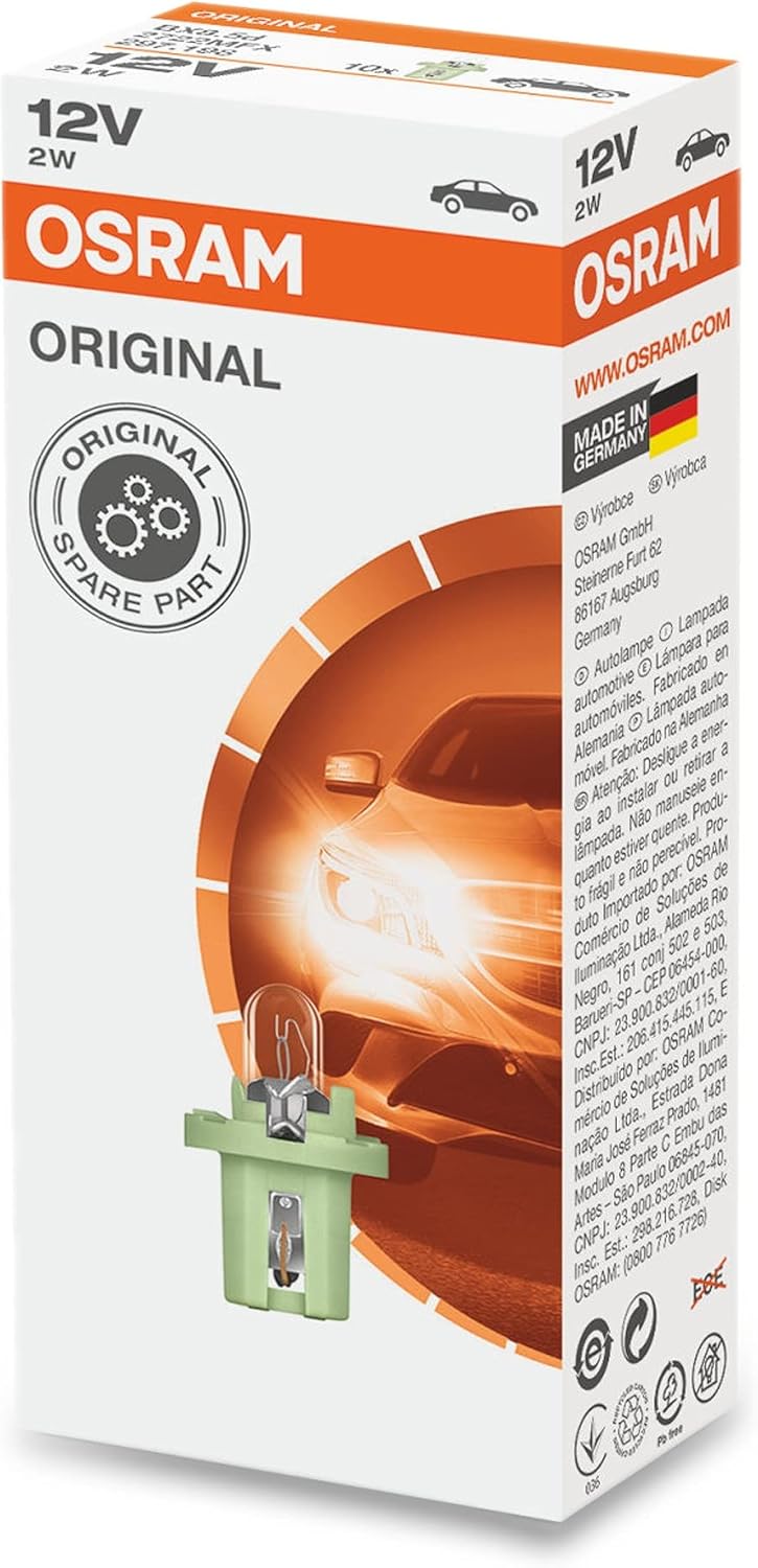 Osram 2722MFX ORIGINAL Leiterplatteneinbau, Sockel BX8.5d, 12V, 2W, 1 Lampe 10 Lamps 2722MFX, 10 Lam