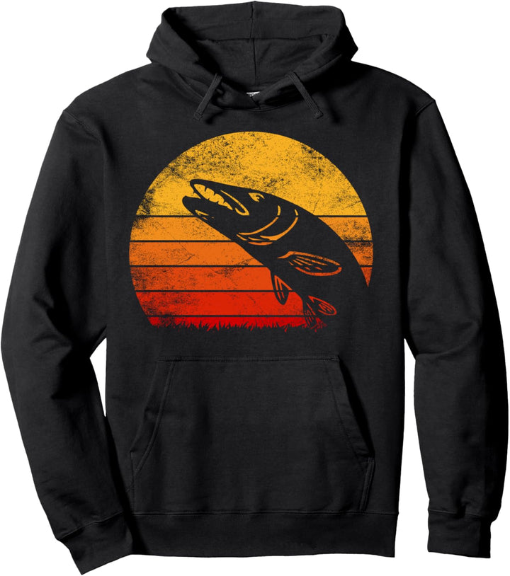 Vintage Fishing Raubfisch Angler Geschenk Angeln Fisch Hecht Pullover Hoodie