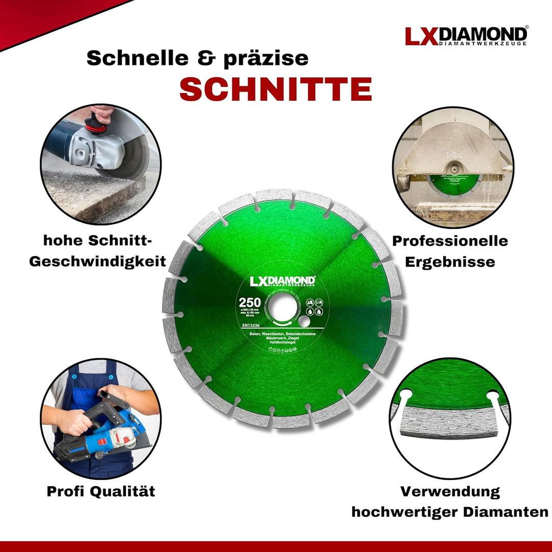 Diamant-Trennscheibe 250mm x 30,0mm - für Schneidetische, Brückensägen - Diamantscheibe zum Trennen