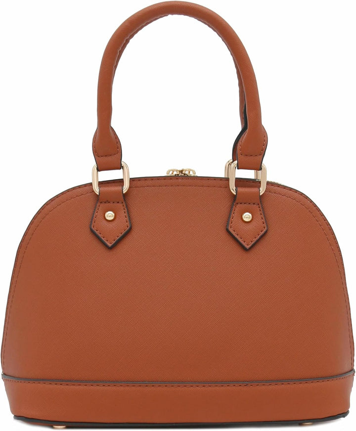 Saffiano Classic Dome Satchel mit Reissverschluss Hautfarben, Hautfarben