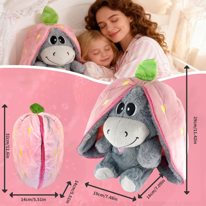 Aohcae Atmendes Kuscheltier Esel, Einschlafhilfe Babys Kuscheltier mit Musik und 4 Beruhigungsmodi,