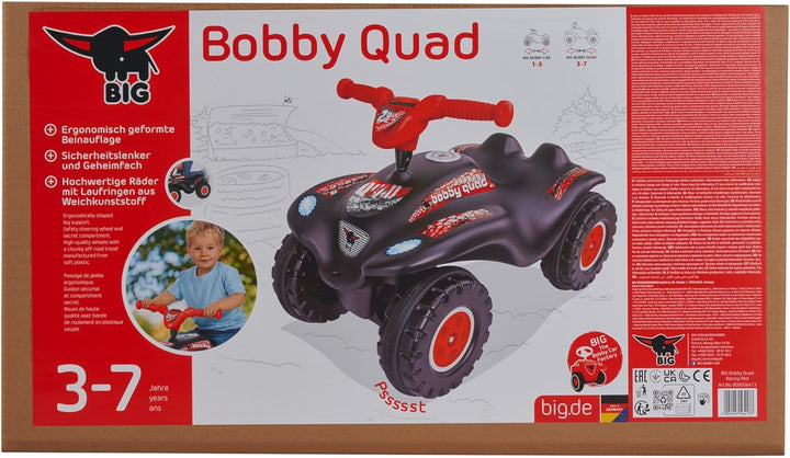 BIG Bobby Car Quad Racing (schwarz-rot) - Kinder-Rutschauto ab 3 Jahre mit Lenker, Hupe und Offroad-