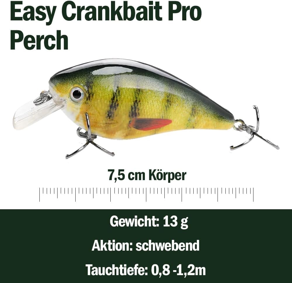 Crankbait Wobbler Set für Hecht, Barsch & Zander, Kunstköder Set für Spinnfischen, 13g I 7,5cm schwe