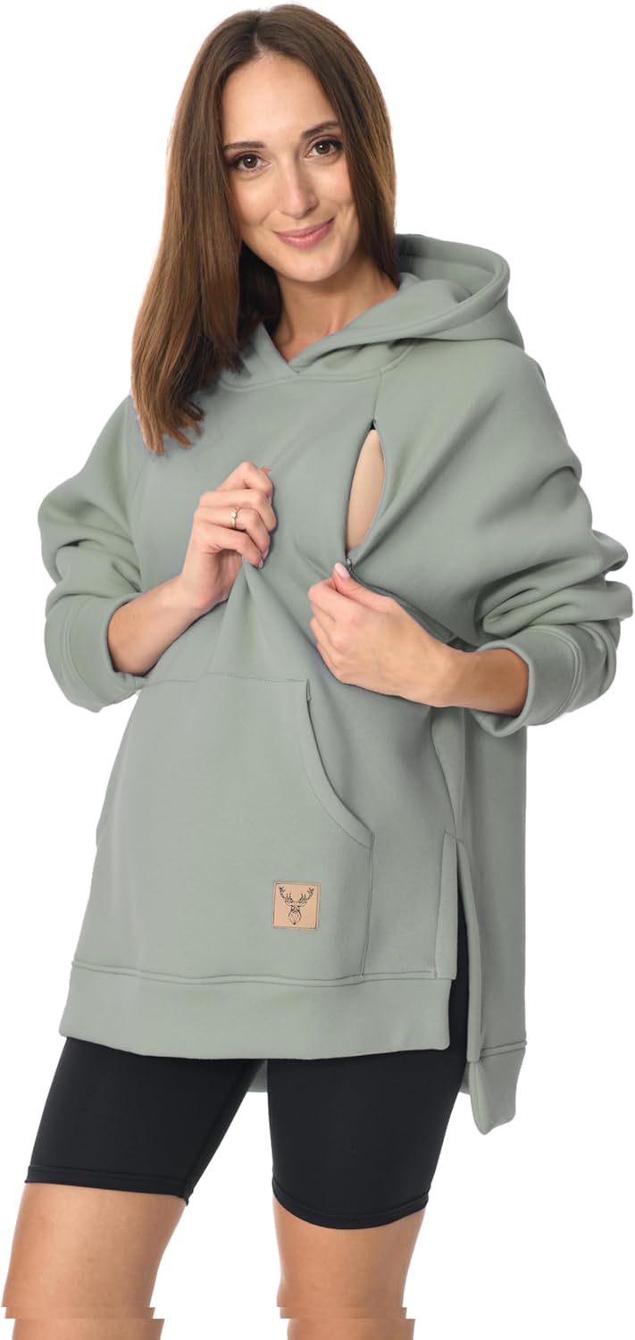 MijaCulture Umstandsmode 2in1 Stillpullover & Umstandspullover Stilltop Stillpulli Stella M014 S-M O
